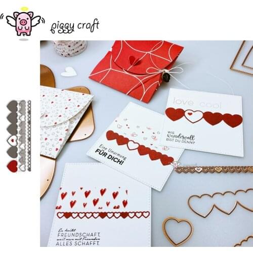 Piggy Craft metal cutting dies cut die mold Love Heart strip edge Scrapbook paper craft knife mould blade punch stencils dies