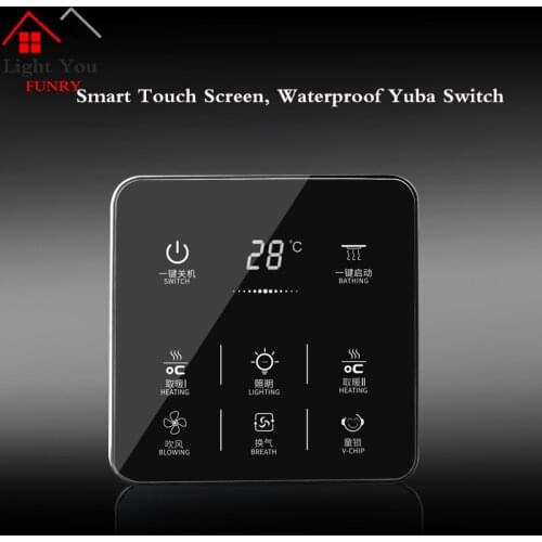 6 in 1 Multifunction Smart Touch Yuba Switch Socket 6 Gang Bathroom Universal Waterproof Smart Touch Screen 86*86mm