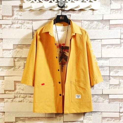 Harajuku Streetwear Summer Plaid Shirts Mens Fashion Short-sleeved Plaid Shirt Male Splicing Tops with Front Pocket M-3XL