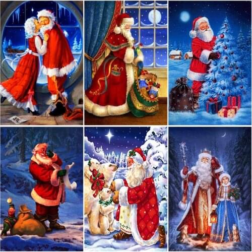 CHENISTORY Frame DIY Painting By Number Kits Santa Claus Wall Art Picture Coloring By Numbers Acrylic Paint On Canvas Home Decor