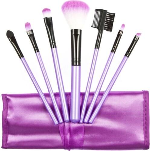 7Pcs Makeup Brushes Set Pro Powder Foundation Eyeshadow Eyeliner Lip Blush Cosmetic Beauty Make up Brush with leather bag