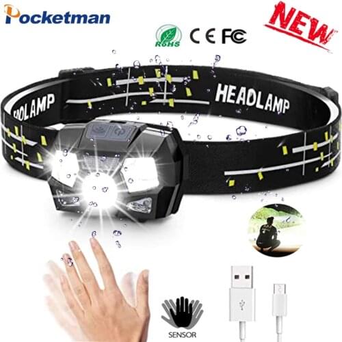 80000LM Most Bright LED Headlight Sensor Head Light USB Rechargeable Headlamp Head Tactical Torch Waterproof for Camping Hiking