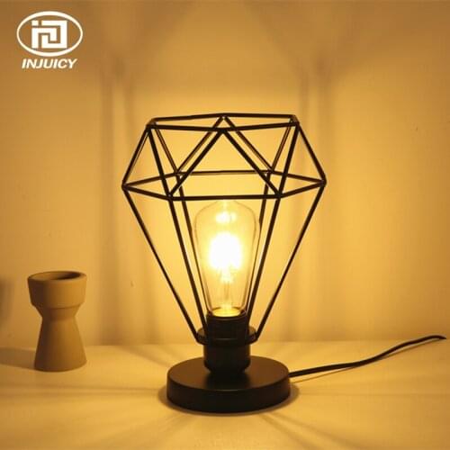 Vintage Industry Edison Bulb Table Lights Retro Iron Art Diamond Desk Lamp For Bedroom Childrens Room Coffee Shop Decorate