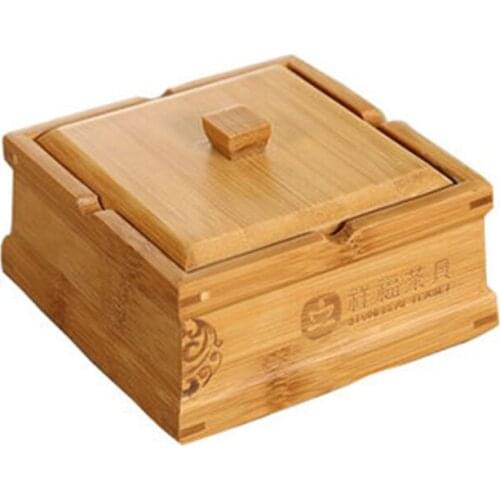 Natural Bamboo Ashtrays Square Ash Tray Cigar Smoking Accessories
