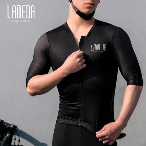 LAMEDA 2021 New Lightweight Pro Bicycle Short Sleeve Cycling Jersey Quick Dry Bike Shirt Top Back With 3 Pockets Reflective