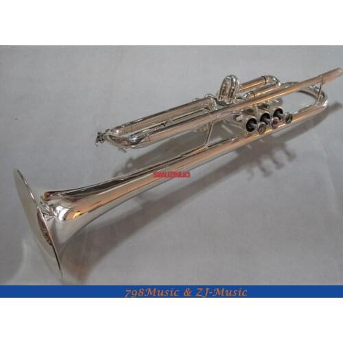 New Brass Bb Key Trumpet Siler Plated With Case