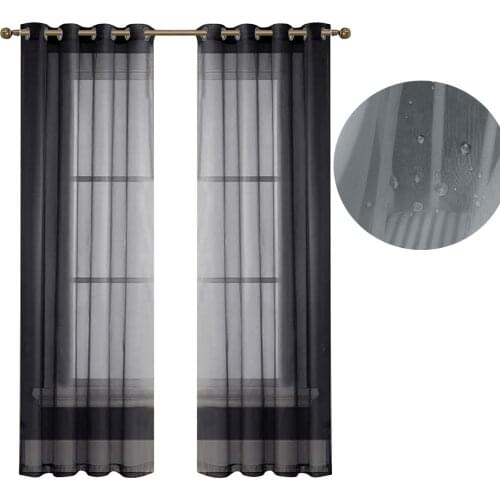 Solid Color Patio Curtain Waterproof Outdoor Garden Decor Sheer Curtains Porch Exterior Voile White Tulle Curtains Living Room