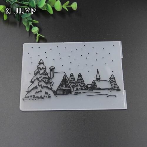 KLJUYP Snowy Village Plastic Embossing Folders for DIY Scrapbooking Paper Craft/Card Making Decoration Supplies