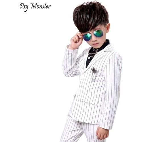 Boys Wedding Birthday Dress Kids Brand White Suit Gentleman Boys Blazer Jacket Shirt Pant Formal Suit Children Clothing Set