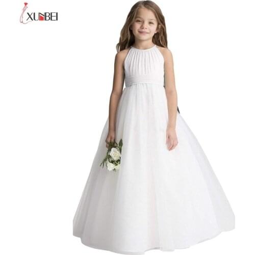 Princess Flower Girl Dresses 2020 Kids Wedding Party Pageant First Communion Gown Chiffon Sleeveless