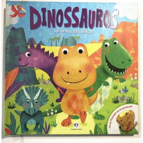 Parent Child Kids Portuguese Book Early Education Enlightenment Cute Picture Dinosaur 3D Cardboard Libros Book Age 0-3