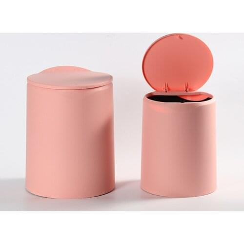 Pink Trash Bin Bedroom Nordic Plastic Europe Kitchen Storage Trash Bin Rangement Cuisine Household Cleaning Tools BD50WB