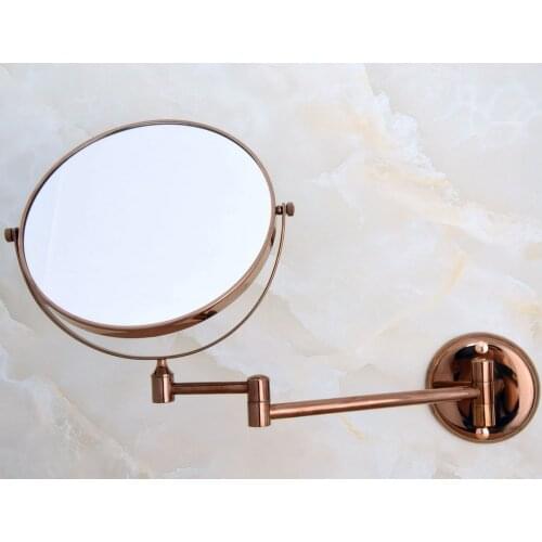 Folding Dual Arm Extend Rose Gold Brass Wall Mount Magnifying Bathroom Mirror Makeup Cosmetic Ladys Mirror Wba637