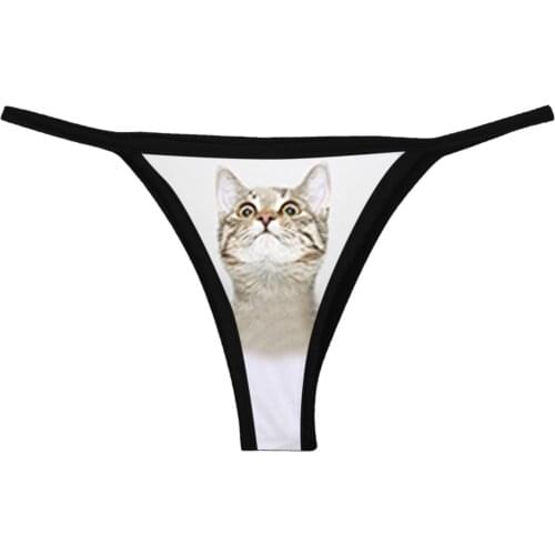 Stylish Bar Womens Cat Dog Printed T-Back Underwear Comfort Cotton Women Sexy Lingerie Ladies Funny Thong Panties 2021 Briefs