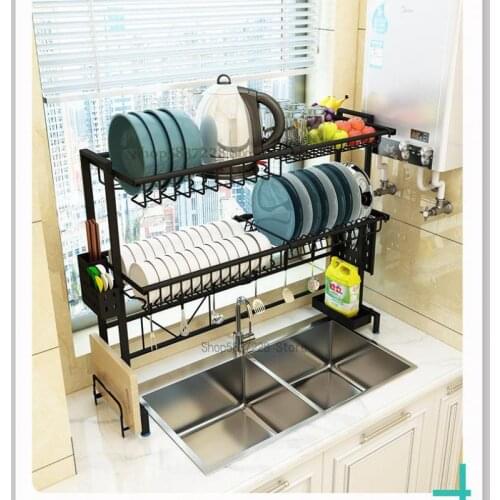 Telescopic kitchen stainless steel sink drain stand single sink rack home put dishes small size storage rack