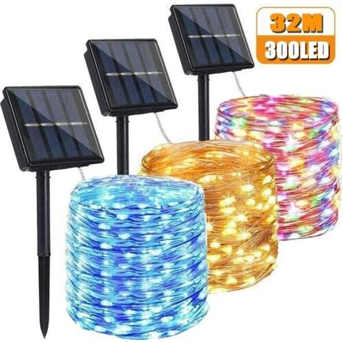 Waterproof 8 Modes Solar Powered Copper Wire String Lights for Outdoor Home Garden Party Wedding Patio Tree Christmas