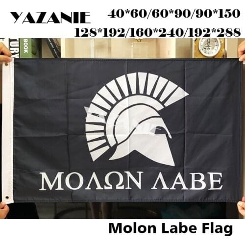 YAZANIE Any SIze Come and Take It Greek Spartan Molon Labe Flag Custom Banner Brass Grommets Printing Polyester Large Flags