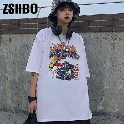Summer Goth Female Tee Aesthetic Loose Women T-shirt Punk Dark Grunge Streetwear Ladies gothic Top Tshirts Harajuku Clothes y2k