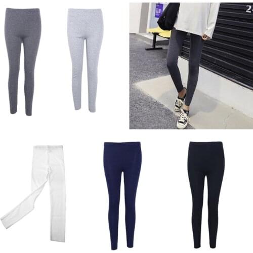 Womens Leggings Autumn And Ankle Long Leggings Ribbed Knit Striped Elastic Leggings Plain Solid Color Basic Bottom Leggings