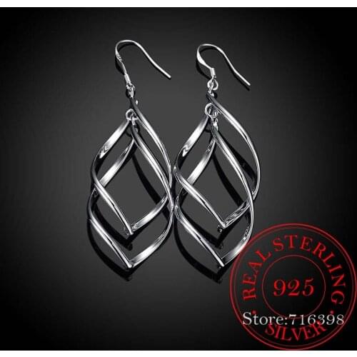 Classic 925 Sterling Silver Earrings Korean Long Tassel Twisted Drop Dangle Earrings For Women 2020 Oorbellen Brincos Mum Gift