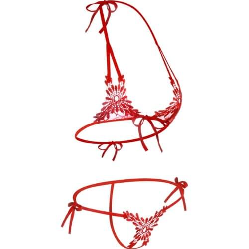 Women Underwear Sexy Sets Open Sex Bra and Panty Set Embroidery Bangage Erotic Bra Female Sexy Lingerie Set Crotchless Intimates