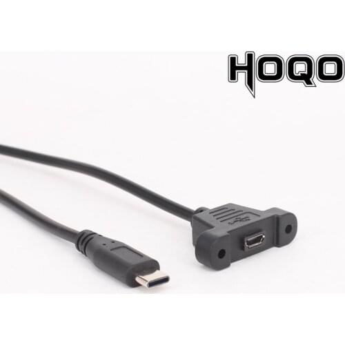 10PCS Extension Cable 50cm Type C USB C Male Connector To Micro USB 2.0 Female Connecter with Screws Panel Mount Hole