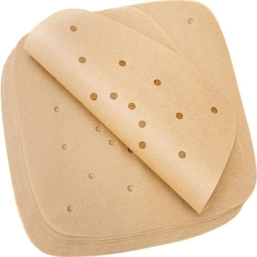 100Pcs Air Fryer Liners 8.5 Inch Square Air Fryer Parchment Paper Paper Premium for Air Fryer Streamer Pans No Burn Easy Cleanup