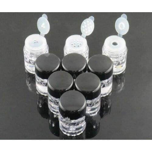 3ML Loose Powder Bottle 1-2G Empty AS Plastic Cosmetic Blusher Packaging Container Black Lid Nail Glitter Box 50pcs/lot