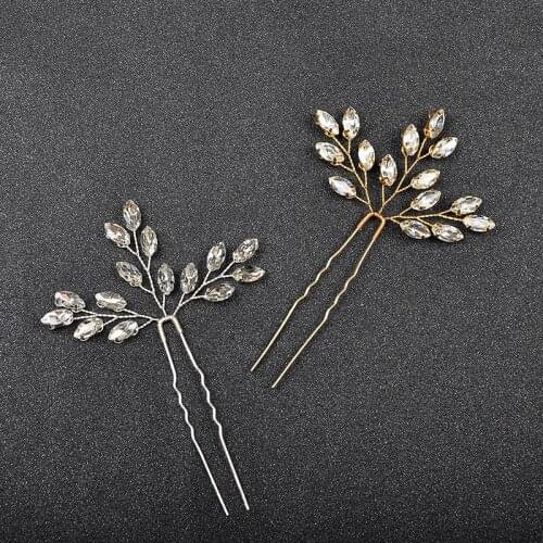 4PCS Silver/Gold Color Crystal Hairpins Women Wedding Bridal Hair Jewelry Accessories Plant Style Head Decoration Ornament