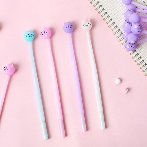 48PCS Little Sweet Cat Gel Pens Silicone Animal Modeling Student Stationery Kawaii School Supplies