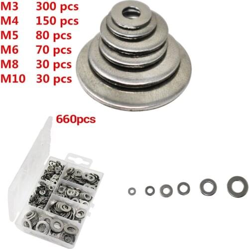 660Pcs/lot Stainless Steel Sealing Solid Gasket Washer M3 M4 M5 M6 M8 M10 Sump Plug Oil For General Repair Seal Ring Set