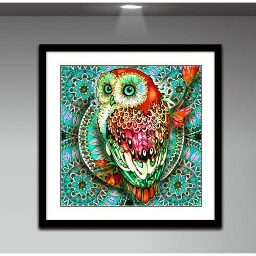 5D diamond painting "Colorful owl" DIY full circle diamond embroidery kit mosaic home decoration gift