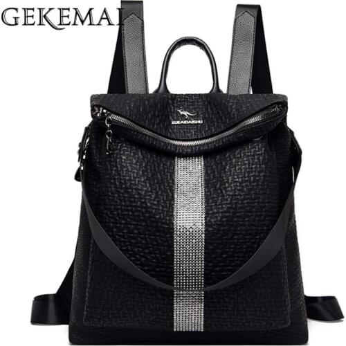Diamond Designer Womens Bag Fashion Letter Design Multifunctional Shoulder Bags High Quality PU Leather Ladies Travel Backpack