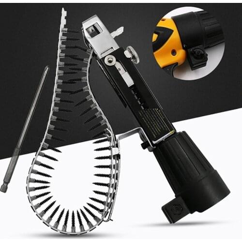 1PC Automatic Screw Spike Chain Nail Gun Adapter Screw Gun for Electric Drill Woodworking Tool Cordless Power Drill Attachment