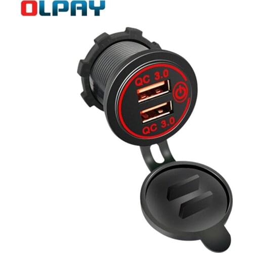 QC 3.0 Dual USB Car Charger Socket Touch Switch Waterproof Universal Car Truck Boat Dual USB Charger Socket For Phone Tablet