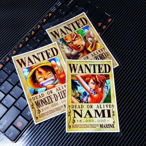 Car Styling Vinyl Decal Cartoon Classic Auto Window Stickers for One piece Wanted Reward order Anime Secondary 124x84mm
