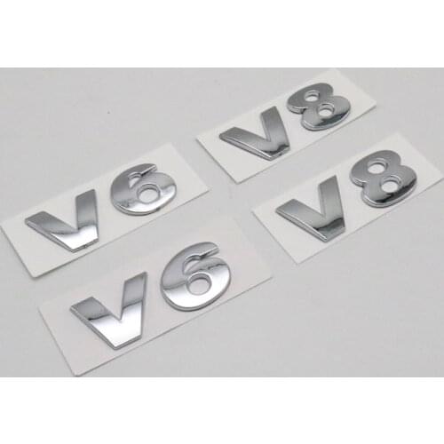 Car Rear Trunk 3D Letter Chrome V6 V8 Emblem Badge Logo Sticker for VW Volkswagen Touareg Passat Golf Jetta
