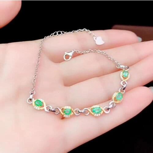 Best Valentines Day Present 925 Sterling Silver Fine Jewelry Emerald Bracelet Natural And Real Emerald Bracelet