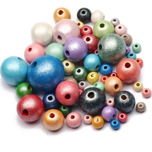 Wholesale 6/8/10/12/14/16/18/20/25mm Mixed Color Wood Round Beads Balls Loose Beads For Jewelry Making Diy Bracelet Necklace