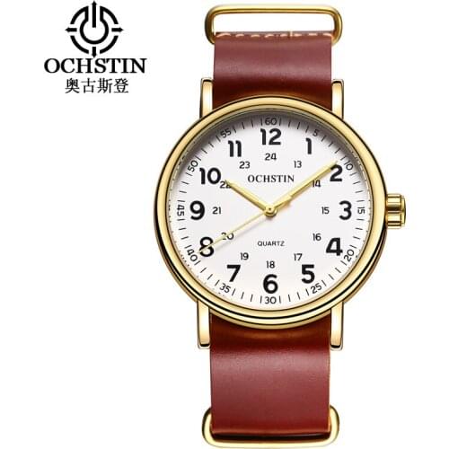 Hot OCHSTIN Mens Watches Top Brand Luxury Quartz Watch Men Waterproof Sport Military Watches Men Leather relogio masculino 2017