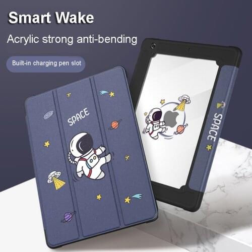 For ipad case 2021 new 10.2 three-fold 8-generation tablet for ipad Pro air4 protective cover cartoon anti-bend with pen slot