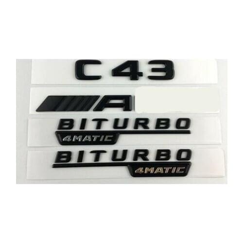 Black Trunk Fender Emblems Badges for Mercedes Benz W205 C43 FOR AMG BITURBO 4MATIC