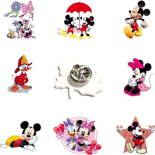 Disney Cartoon Children Lapel Pin Minnie Mickey Couple Animation Resin Acrylic Pin Pin Accessories Fashion Jewelry Couple Gift