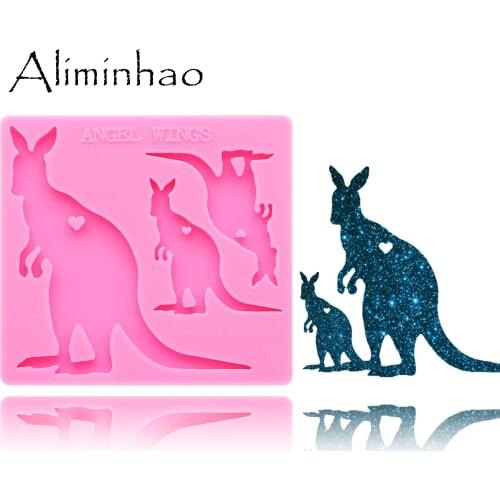 DY0125 Shiny kangaroo family mama/baby Shape Silicone Molds For DIY key ring epoxy resin Mold Craft custom keychain
