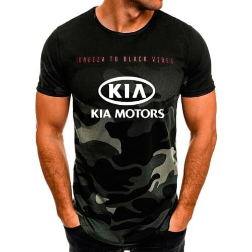 Mens Short Sleeve KIA motors Car Logo Tshirt Summer new casual high quality cotton Camouflage Fashion Harajuku Mens short sleev