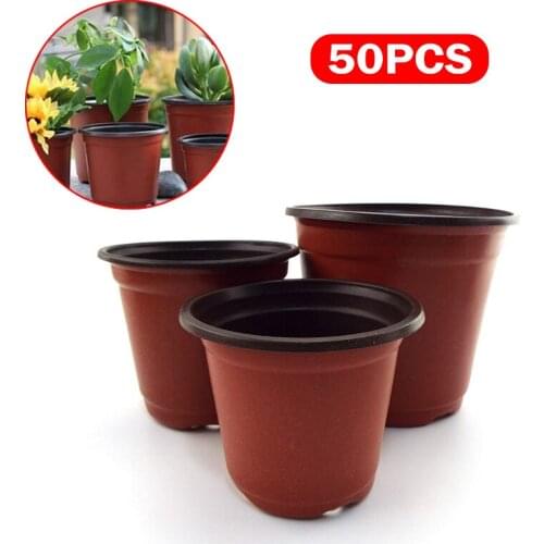 50PC Plastic Plant Flower Pots Gardening Seedling Grow Box Potted Plants Transplant Nursery Pot Home Garden Office Decorations