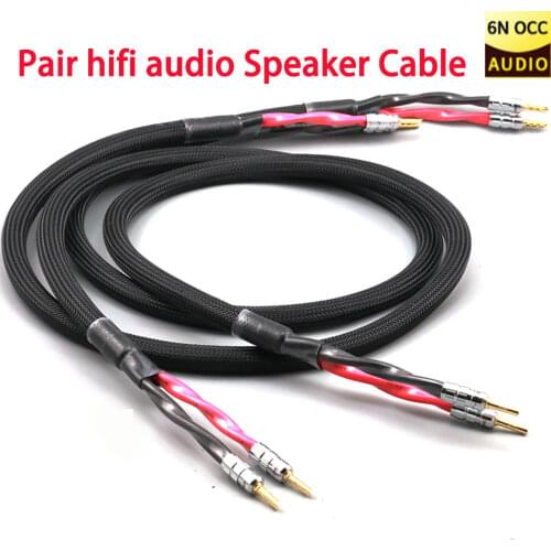 Pair hifi audio Speaker Cable hi-end 5N OCC High Performance Speaker Wire With CMC Gold-plated Banana Jack