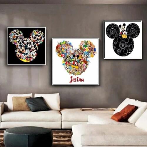 Disney Anime Canvas Painting Mickey Mouse Posters and Prints Modern Wall Art Picture for Living Room Home Decor Unframed