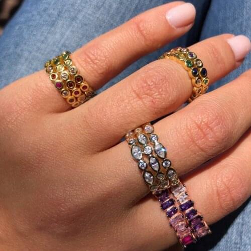 Classic cz eternity ring wedding engagement gift 925 sterling silver simple classic fashion band ring