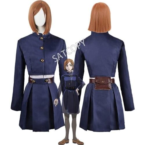 Anime Jujutsu Kaisen Cosplay Costume Kugisaki Nobara Uniform Top/Skirt/Shirt/Belt/Bag/Wig School Uniform Costume for Women